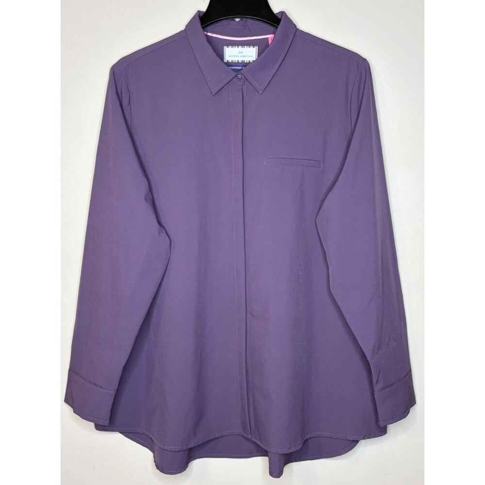 Modern Ambition Delightfully Technical Women's Purple Long Sleeve Shirt Size XL